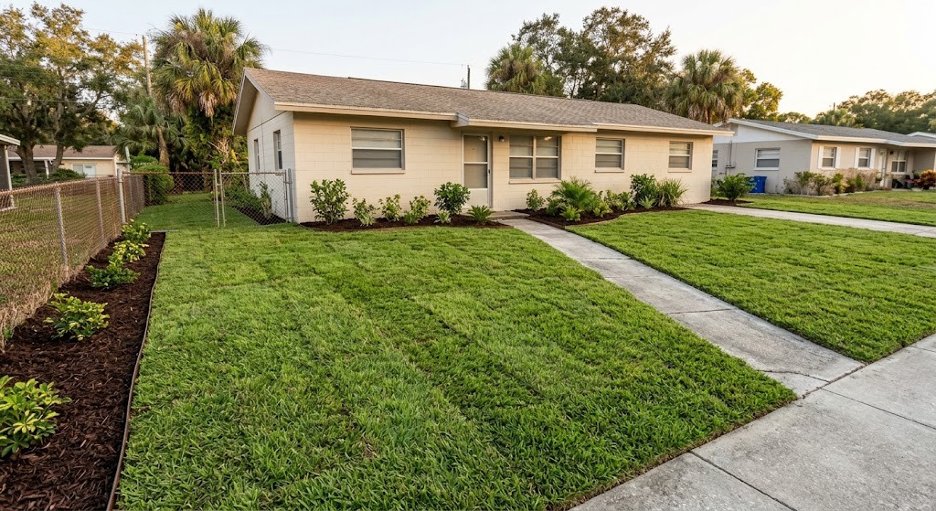 Freshly installed Floratam sod at a St. Petersburg home